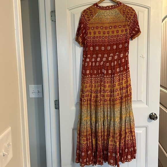 Free People Rare Feeling Dress in Goldenrod Combo Maxi Medium - Picture 8 of 10